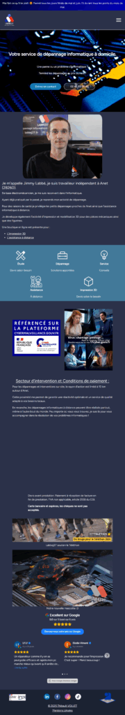 Capture d’écran du site vitrine après refonte WordPress vers Laravel avec back-office Filament. Page d'accueil su site labbej27 version tablette